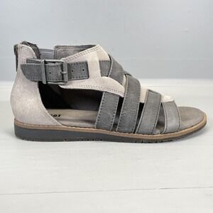 CAT Caterpillar Gladiator Sandals Womens Size 5 Gray Leather Zip Buckle Shoes
